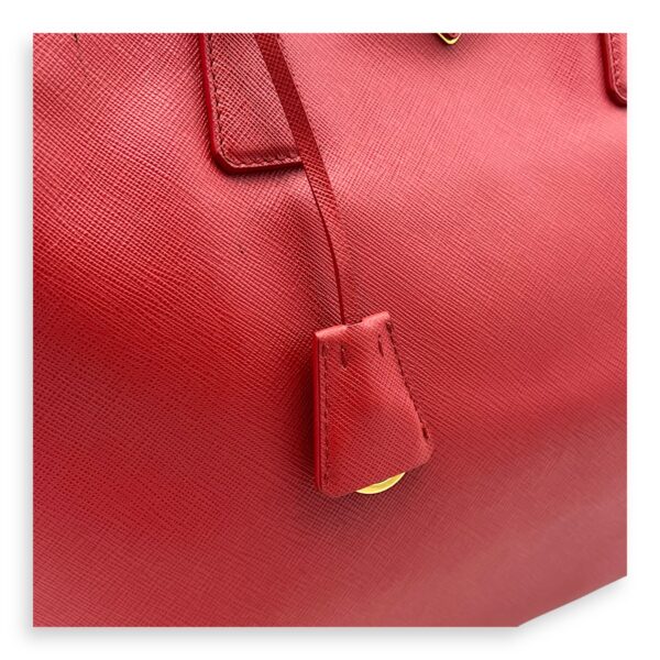 Galleria Top Handle Bag Red in Saffiano Leather, Gold hardware - Image 8
