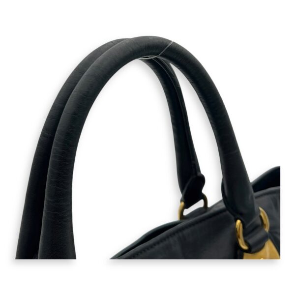 Logo Top Handle Bag Black in Calfskin, Gold hardware - Image 8