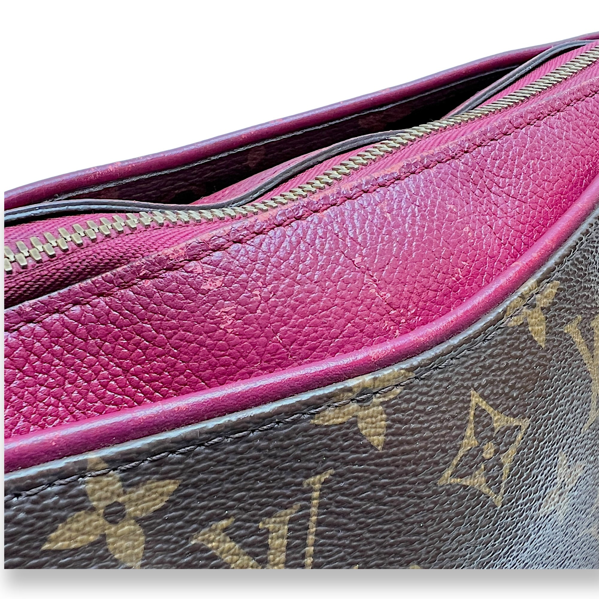 Pallas MM Brown Top Handle Bag in Monogram Coated Canvas, Gold hardware - Image 9