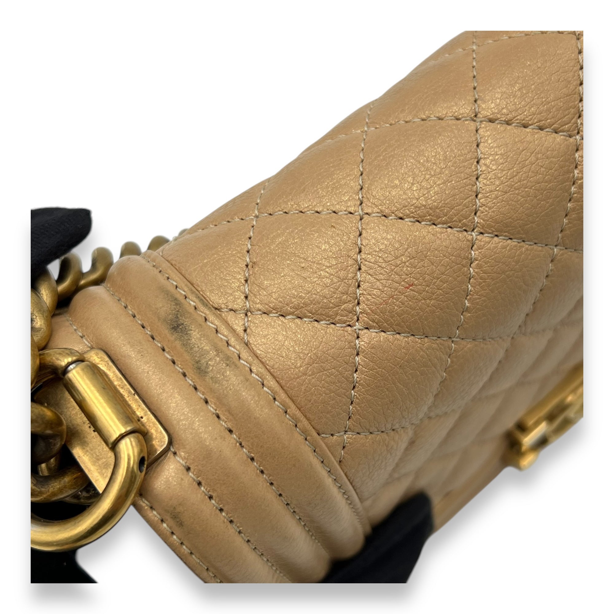 Boy Small Gold Shoulder Bag in Lambskin, Gold hardware - Image 7