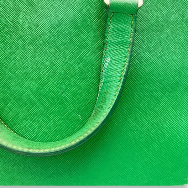Logo Briefcase Green in Saffiano Leather, Silver hardware - Image 9