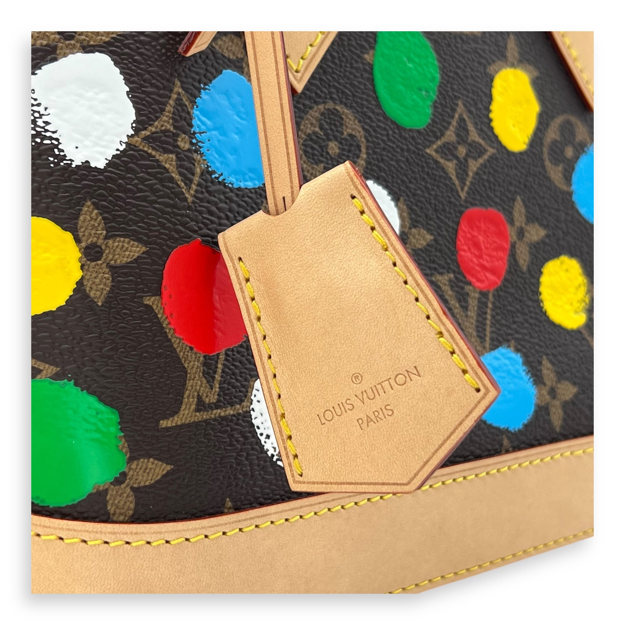 Yayoi Kusama Alma BB Brown Top Handle Bag in Monogram Coated Canvas, Gold hardware - Image 9