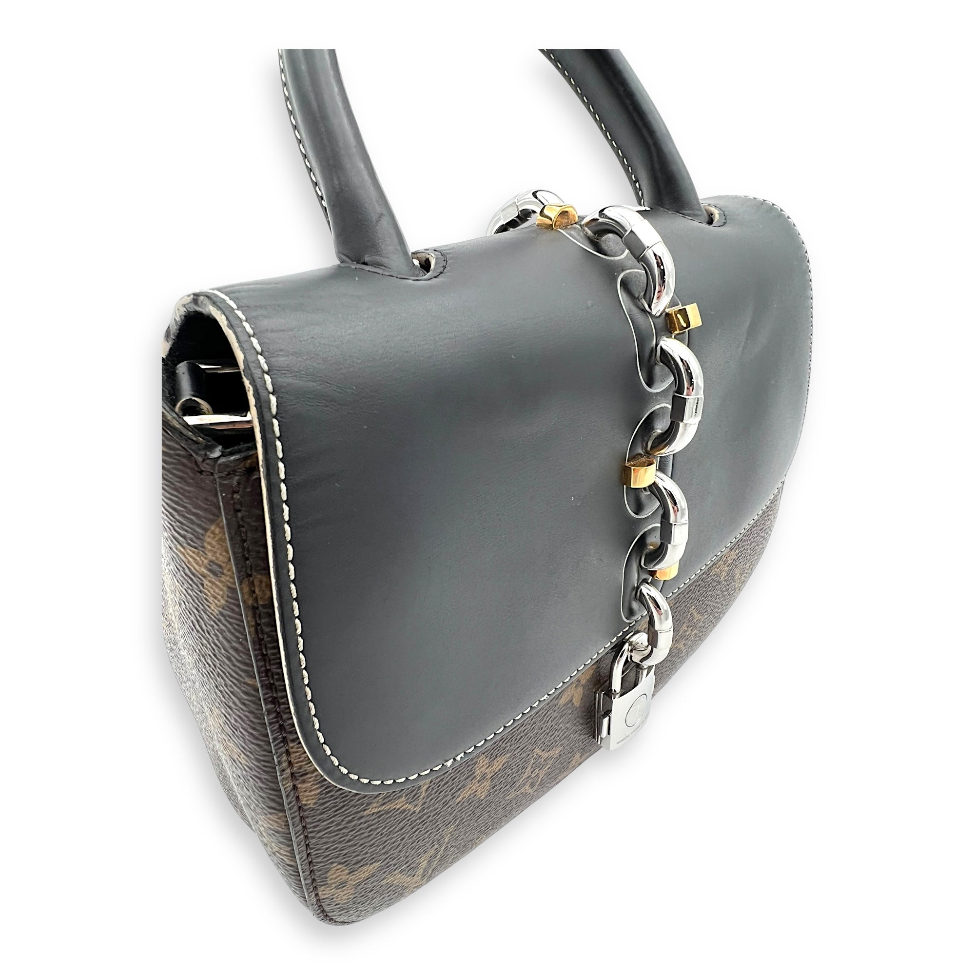 Chain It Top Handle Bag Brown in Monogram Coated Canvas, Silver hardware - Image 9