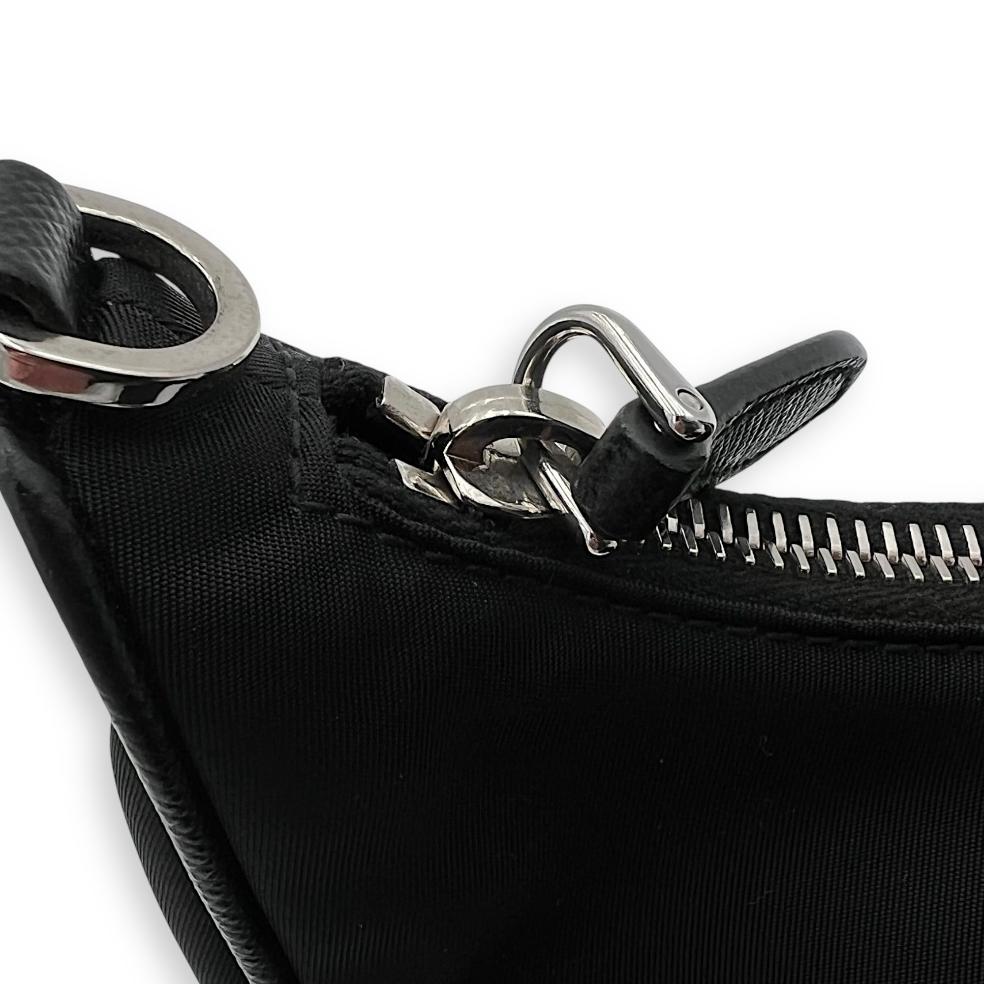 Re-Edition 2005 Crossbody Bag Black in Re-Nylon, Silver hardware - Image 9
