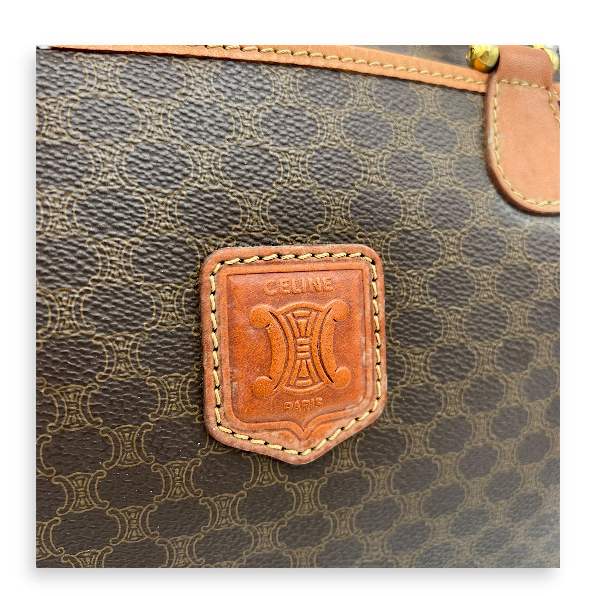 Macadam Top Handle Bag Brown in Coated Canvas, Gold hardware - Image 12