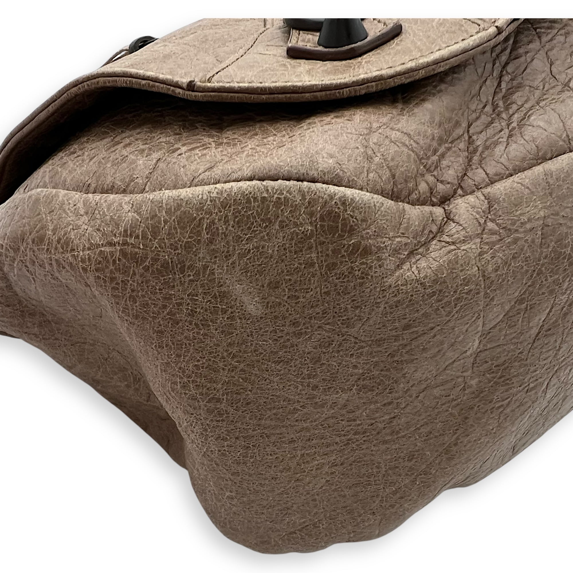 Folk Brown Crossbody Bag in Distressed Leather, Gunmetal hardware - Image 9