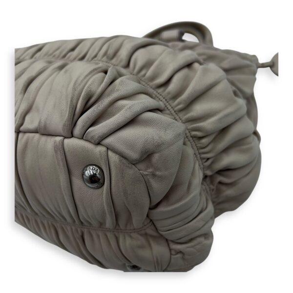 Gaufre White Top Handle Bag in Lambskin, Silver hardware - Image 13