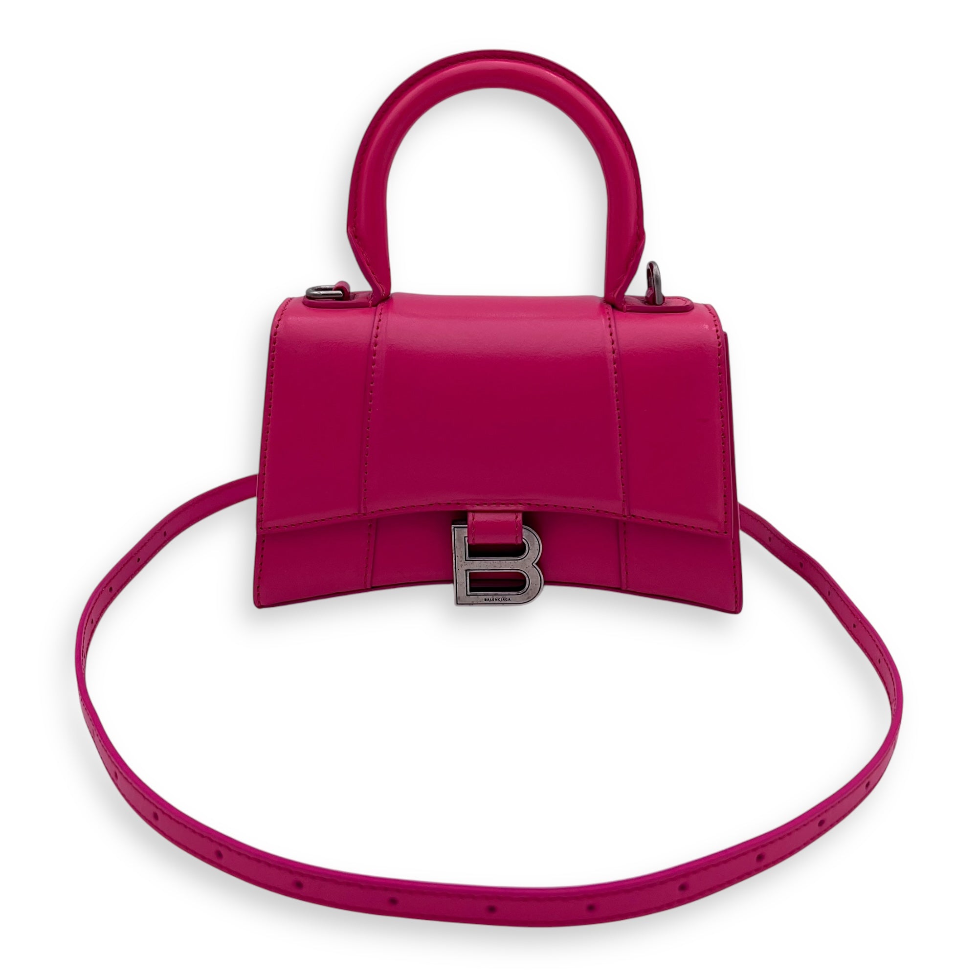 Hourglass XS Top handle bag in Calfskin, Silver Hardware - Image 13