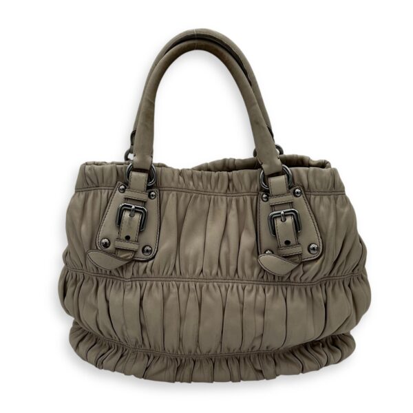 Gaufre White Top Handle Bag in Lambskin, Silver hardware - Image 3