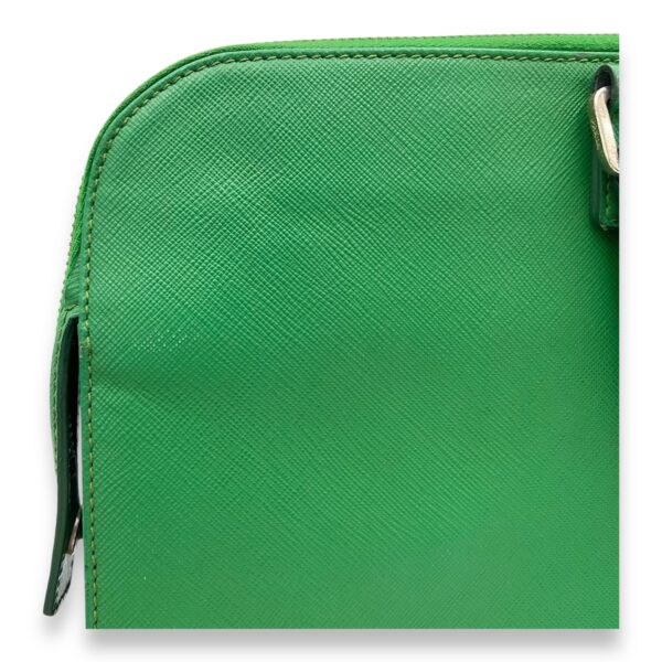 Logo Briefcase Green in Saffiano Leather, Silver hardware - Image 11