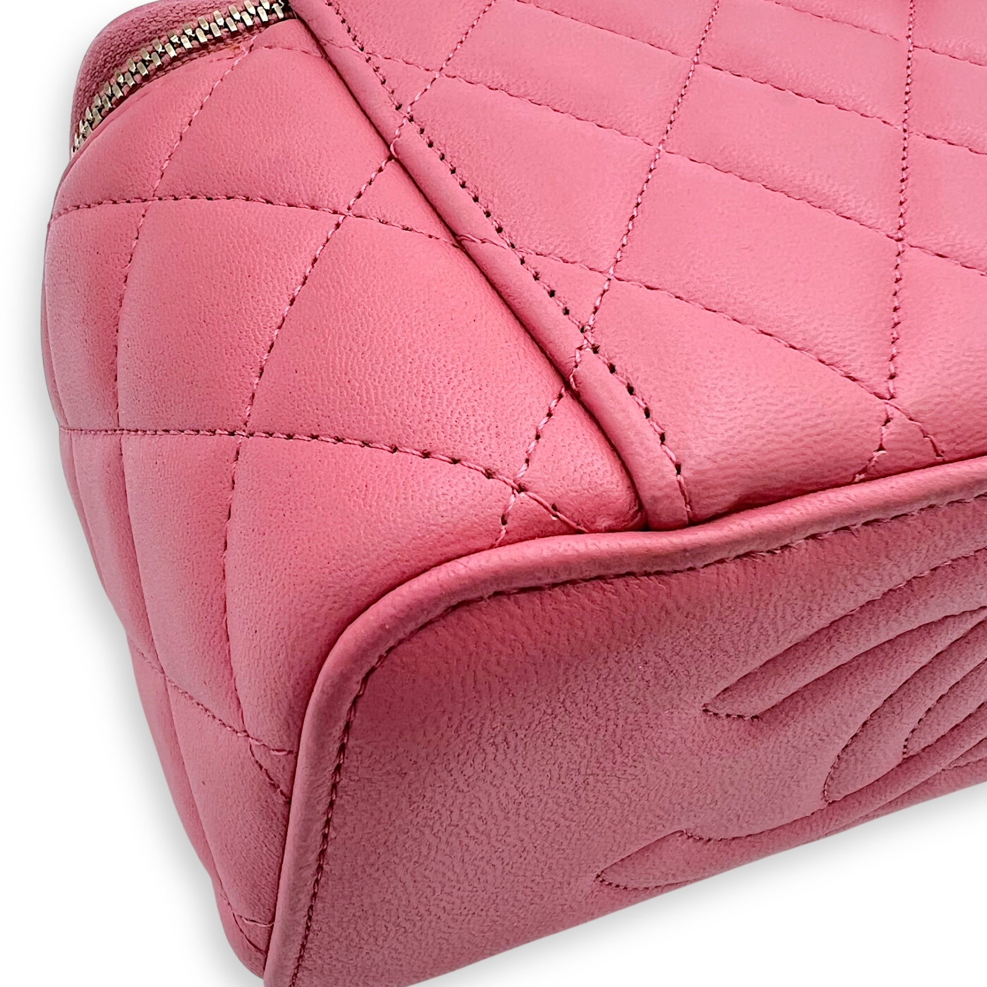 Vanity Top Handle Bag Pink in Lambskin, Gold hardware - Image 11