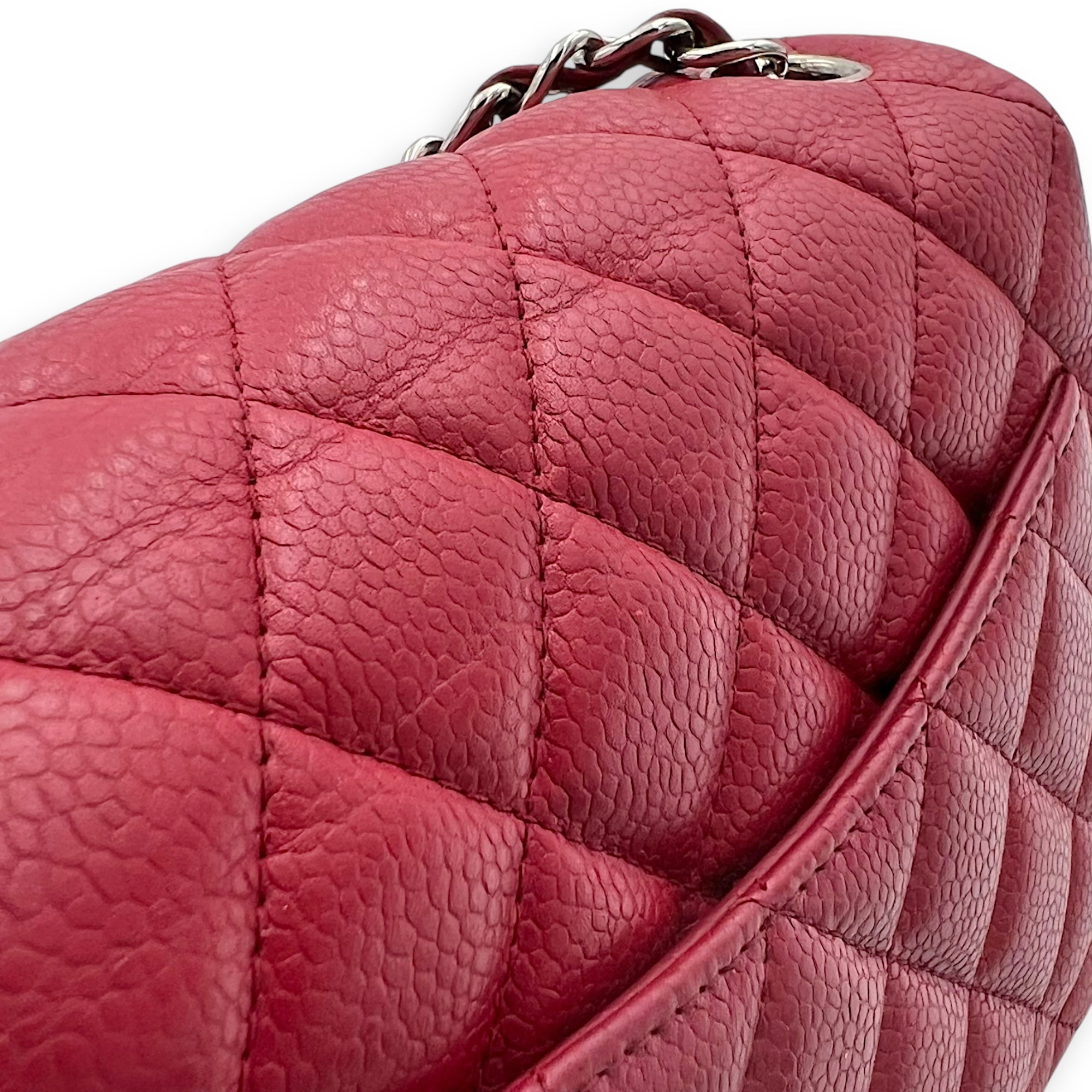 CC Mini Square Shoulder Bag Red in Caviar Leather, Silver hardware - Image 11