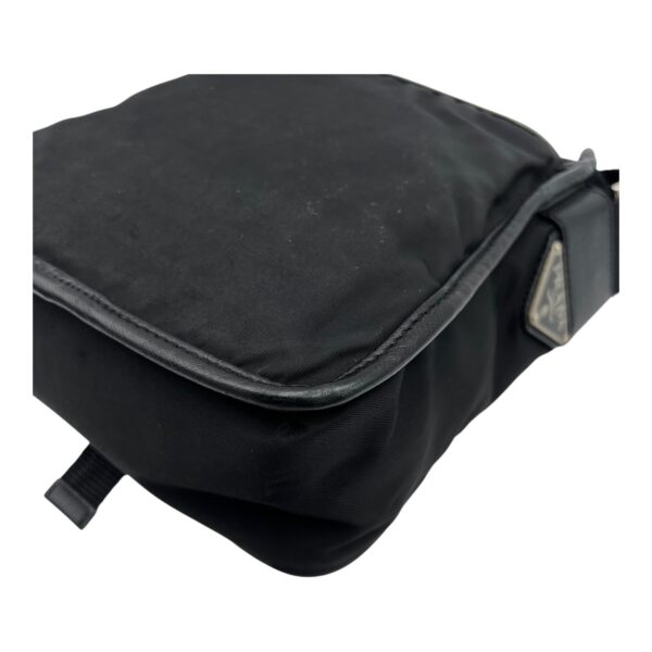 Logo Crossbody Bag Black in Nylon, Silver hardware - Image 12