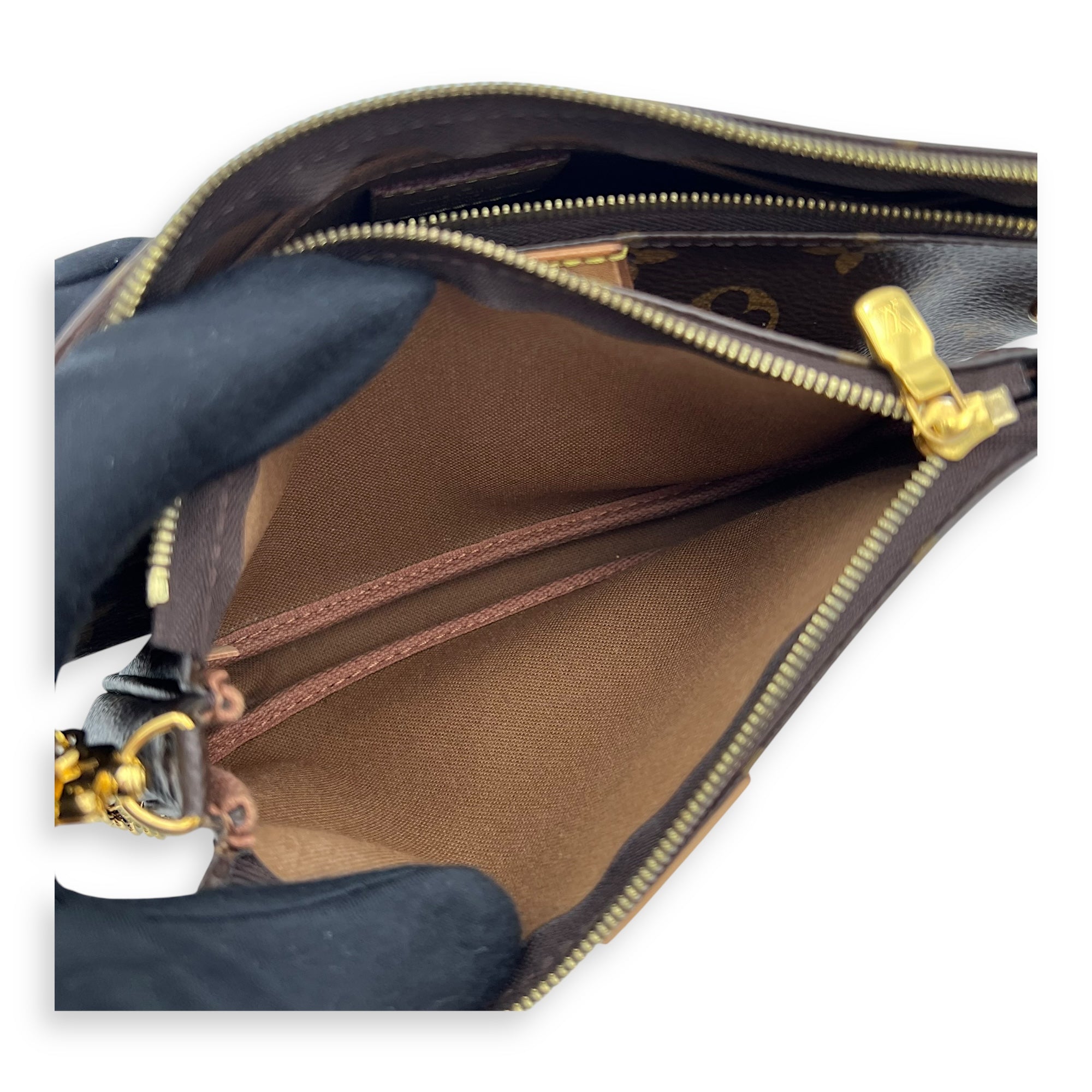 Multi-Pochette Accessoires Crossbody Bag Brown in Monogram Coated Canvas, Gold hardware - Image 8