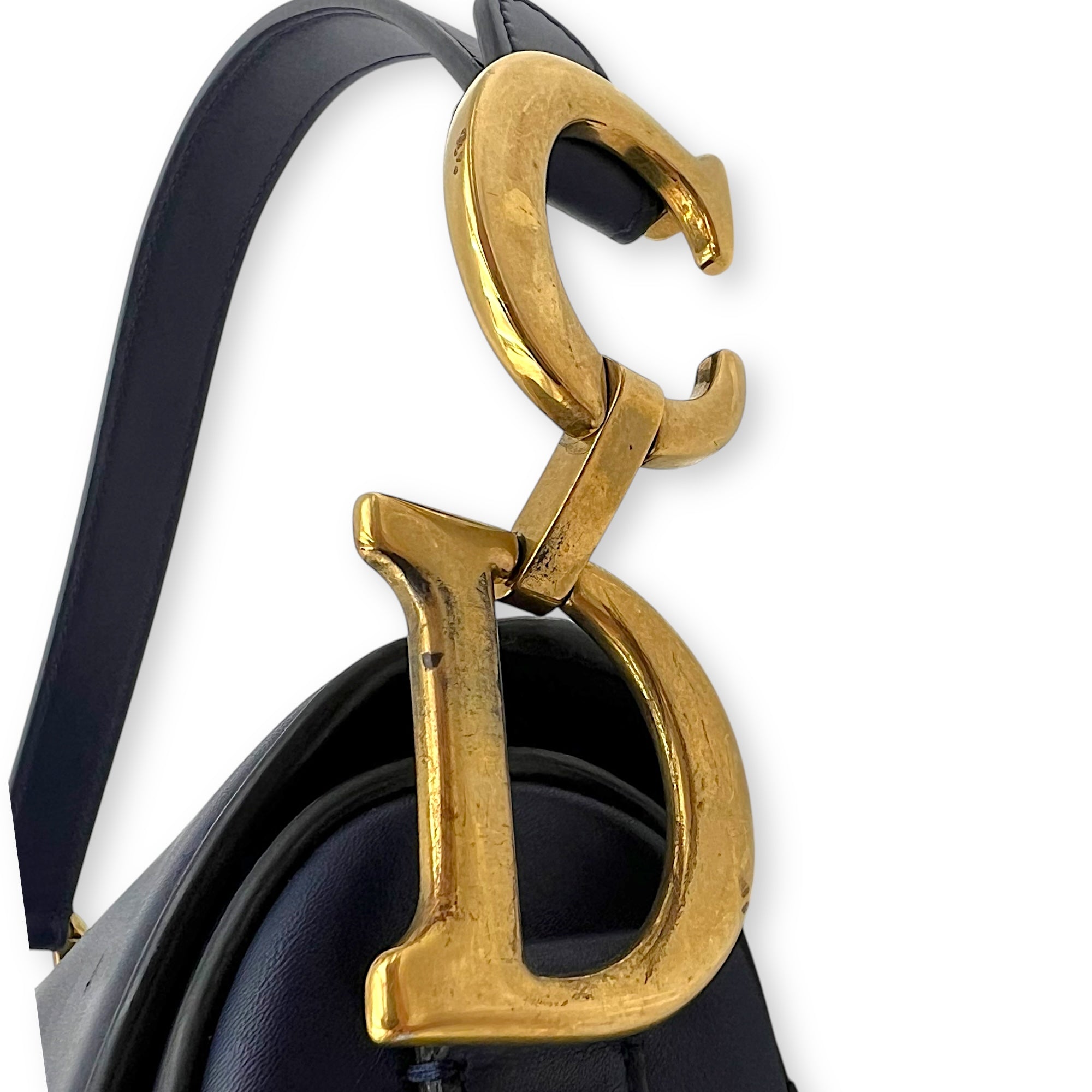Saddle Shoulder Bag Blue in Calfskin, Gold hardware - Image 12