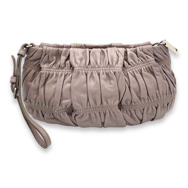 Logo Grey Pouch in Lambskin, Silver hardware - Image 3