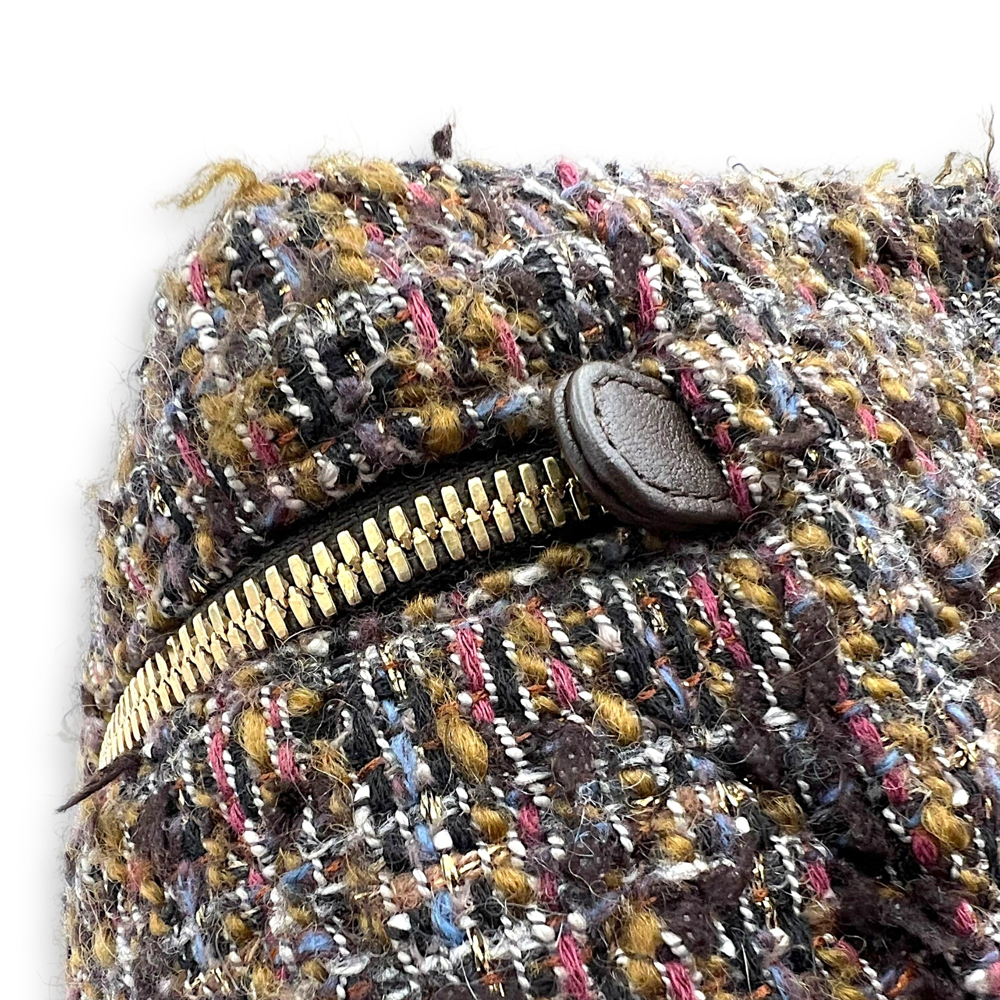 Vanity Case Wood Multi-colour Top Handle Bag in Tweed, Gold hardware - Image 14