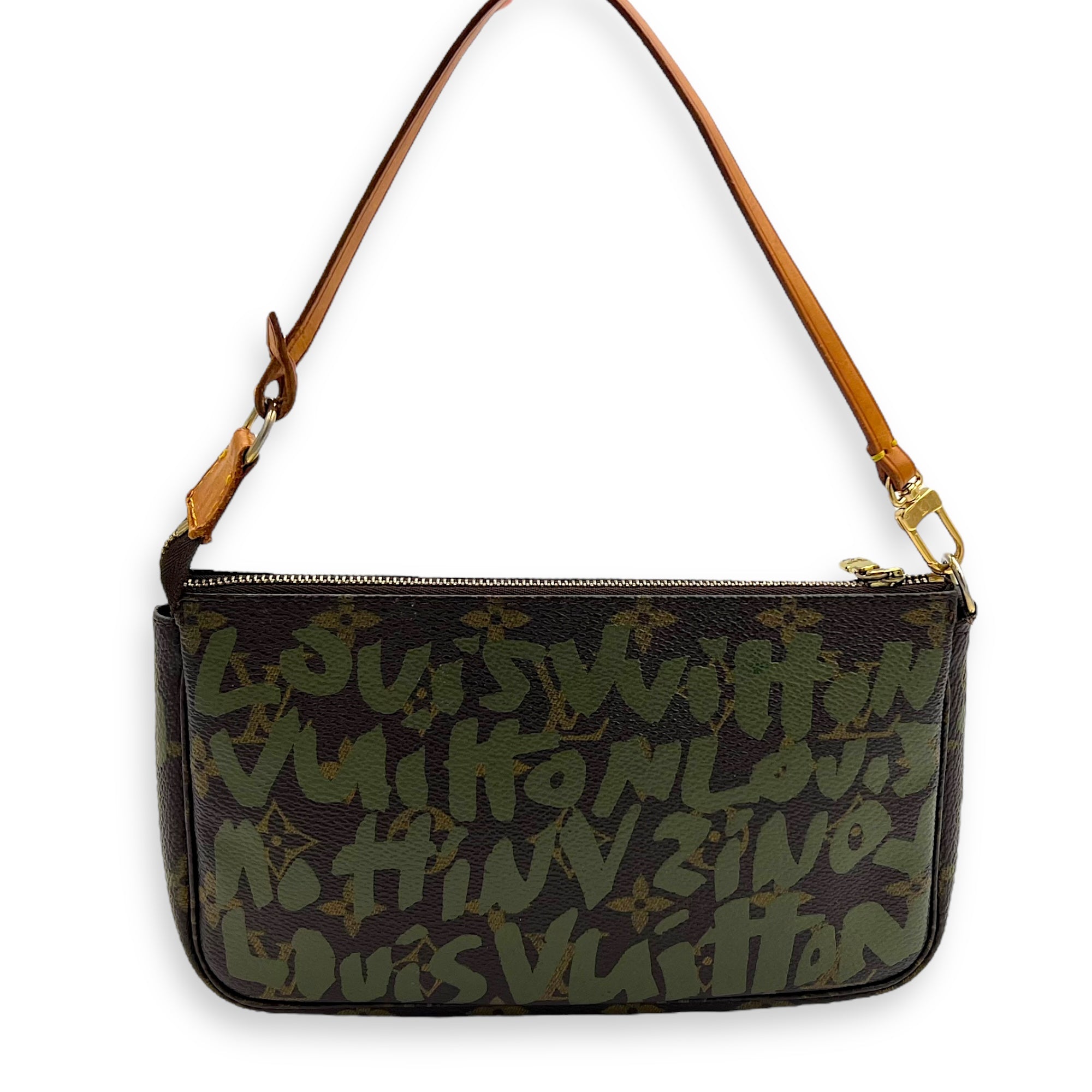 Pochette Pouch Brown in Coated Canvas, Gold hardware - Image 14