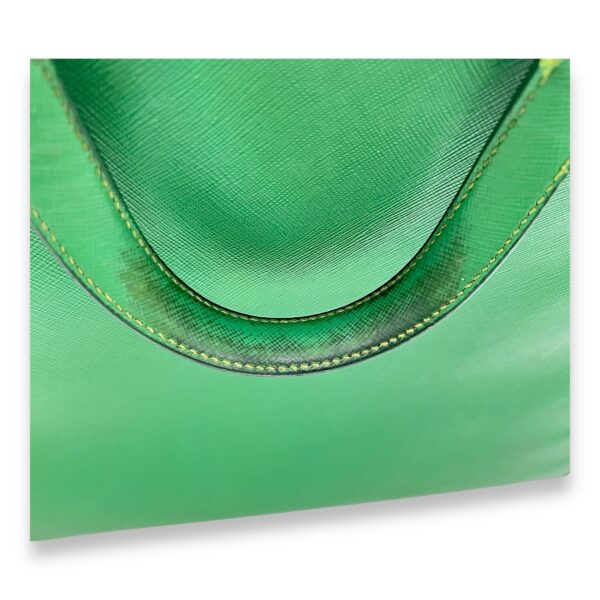 Logo Briefcase Green in Saffiano Leather, Silver hardware - Image 14