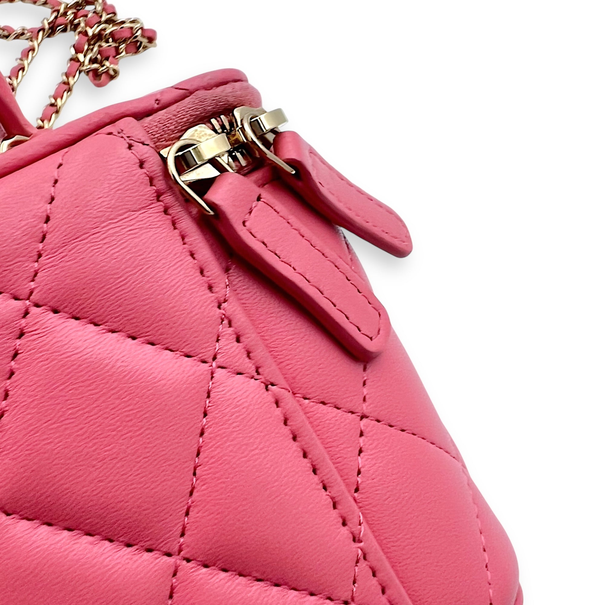 Vanity Top Handle Bag Pink in Lambskin, Gold hardware - Image 15