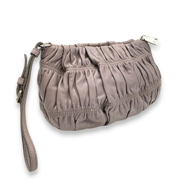 Logo Grey Pouch in Lambskin, Silver hardware - Image 5