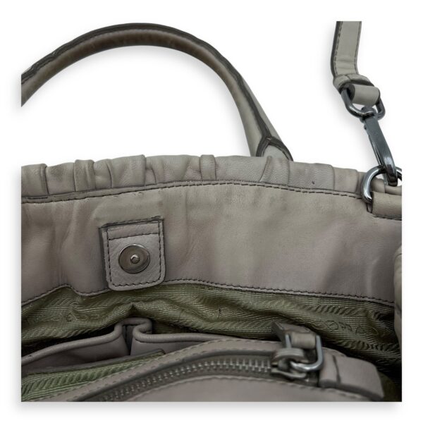 Gaufre White Top Handle Bag in Lambskin, Silver hardware - Image 10