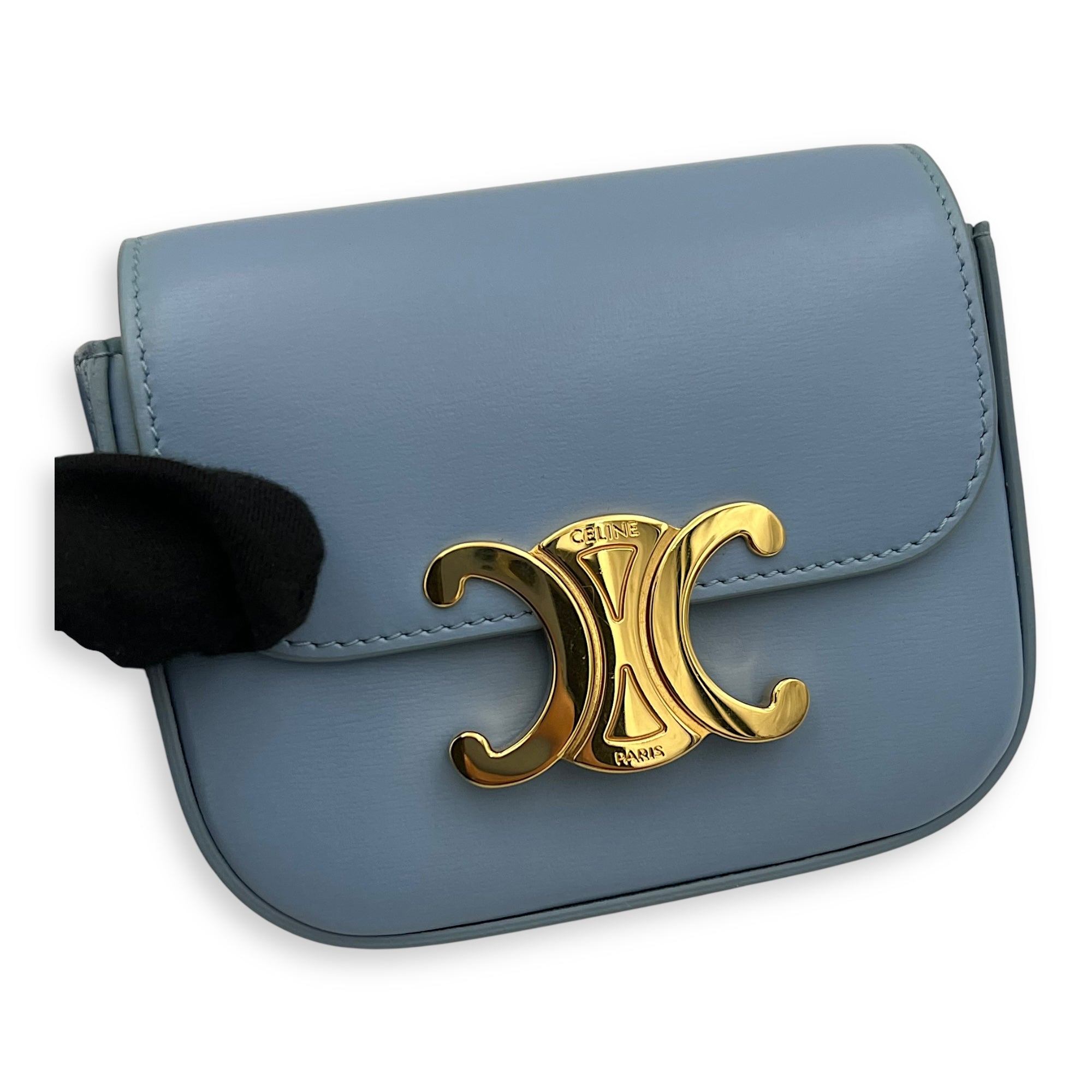 Claude Crossbody Bag Blue in Calfskin, Gold hardware - Image 9