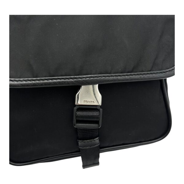 Logo Crossbody Bag Black in Nylon, Silver hardware - Image 8