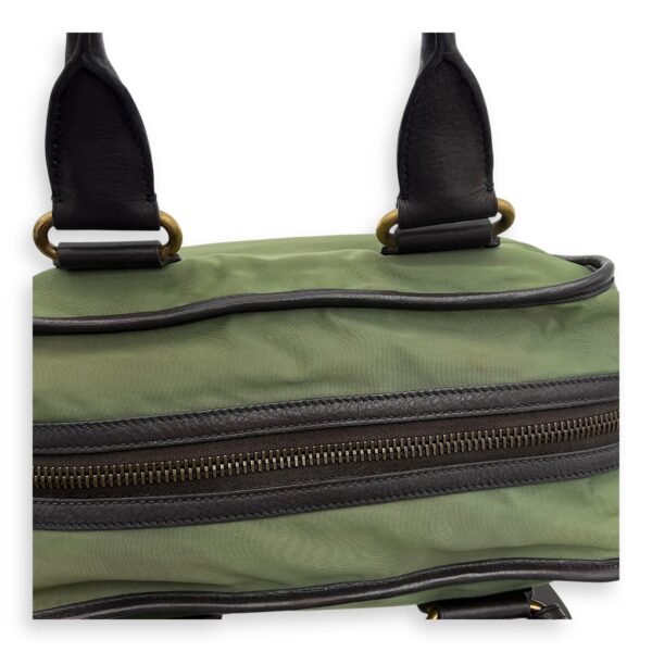 Logo Green Top Handle Bag in Jacquard Nylon, Gold hardware - Image 12