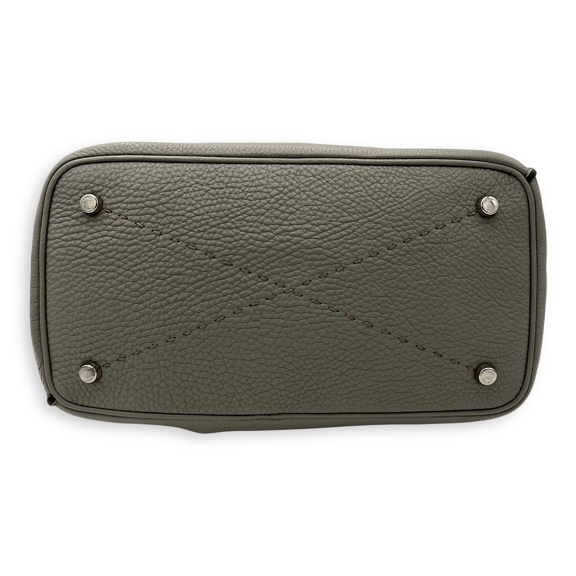 Selleria Anna Grey Bucket Bag in Calfskin, Silver hardware - Image 6