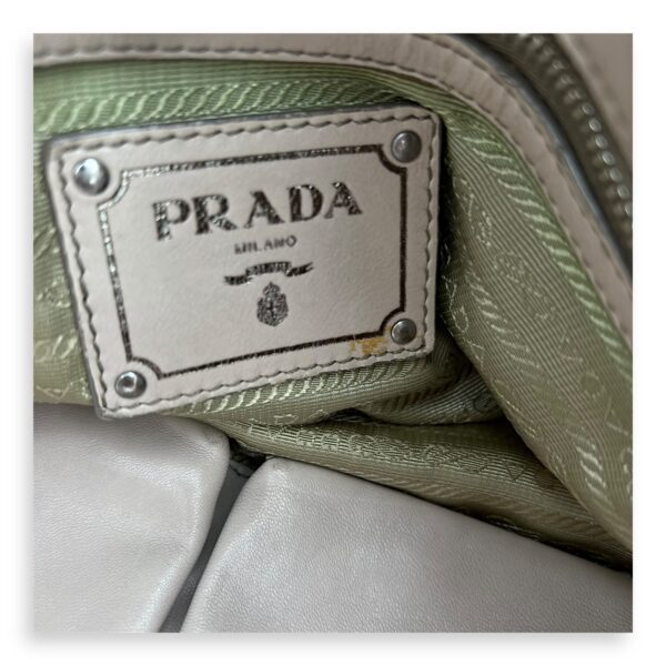 Gaufre White Top Handle Bag in Lambskin, Silver hardware - Image 8