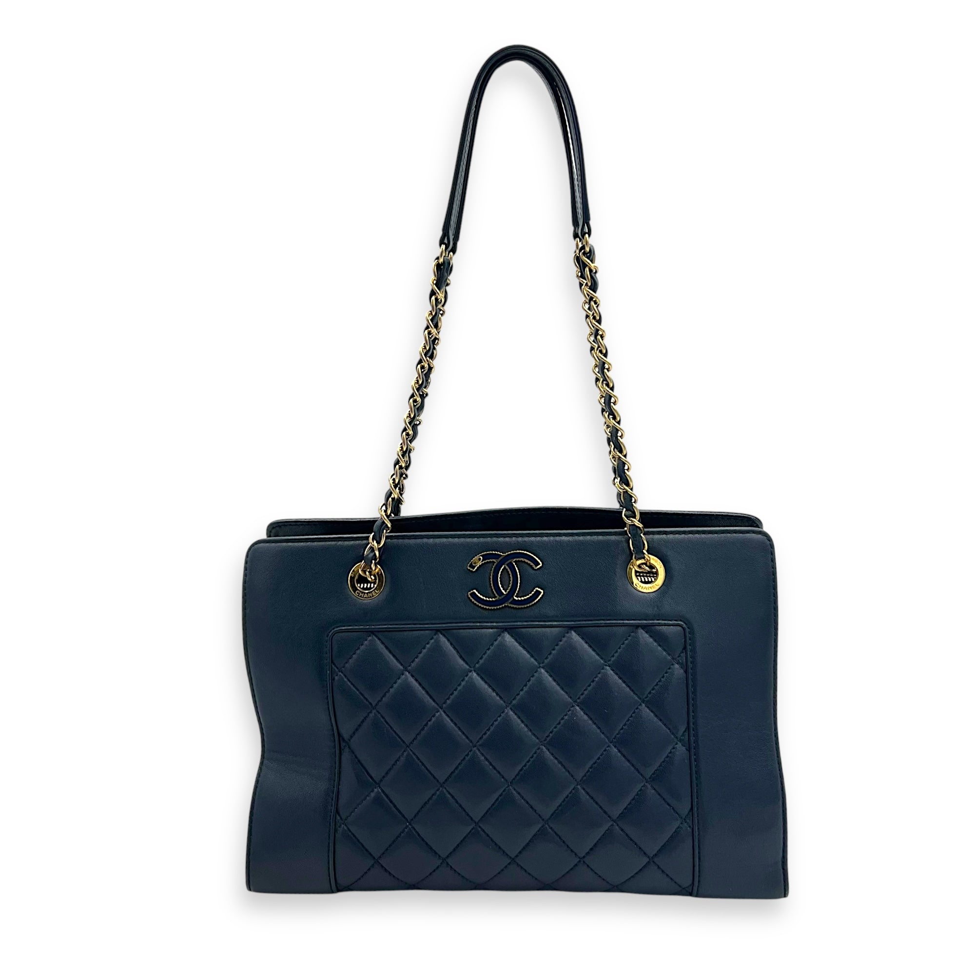 CC Shoulder Bag Blue in Calfskin, Gold hardware - Image 18