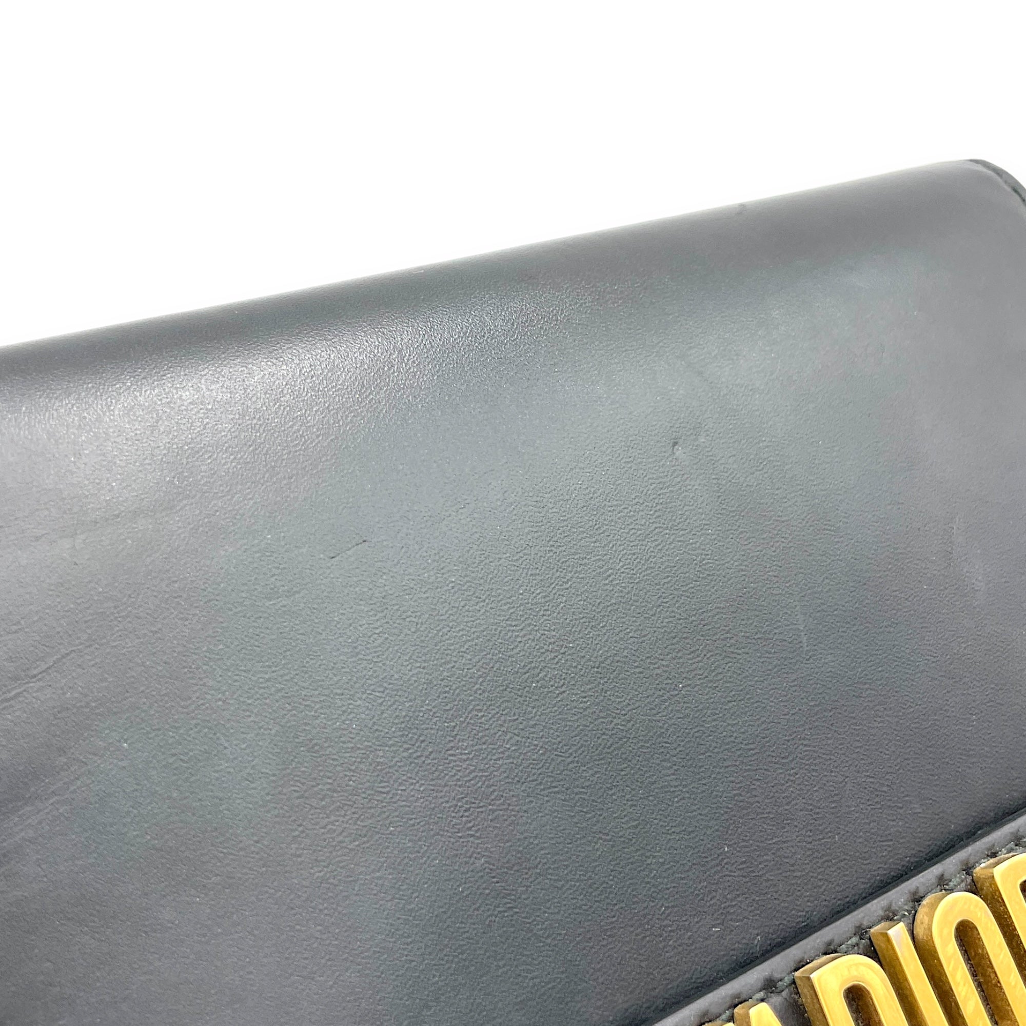 J'adior Black Wallet On Chain in Calfskin, Brushed Gold hardware - Image 7