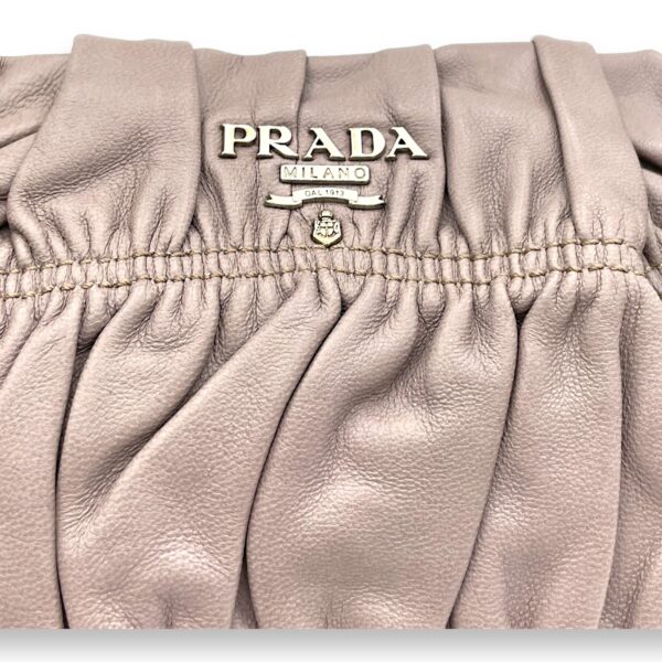 Logo Grey Pouch in Lambskin, Silver hardware - Image 8