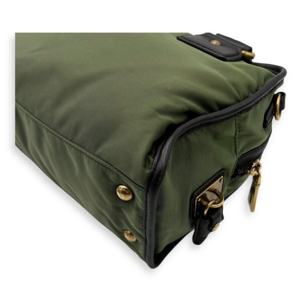 Logo Green Top Handle Bag in Jacquard Nylon, Gold hardware - Image 11