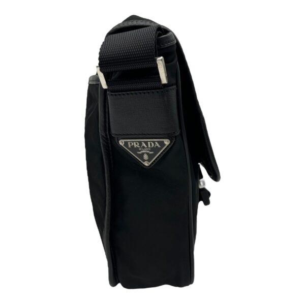 Logo Crossbody Bag Black in Nylon, Silver hardware - Image 4
