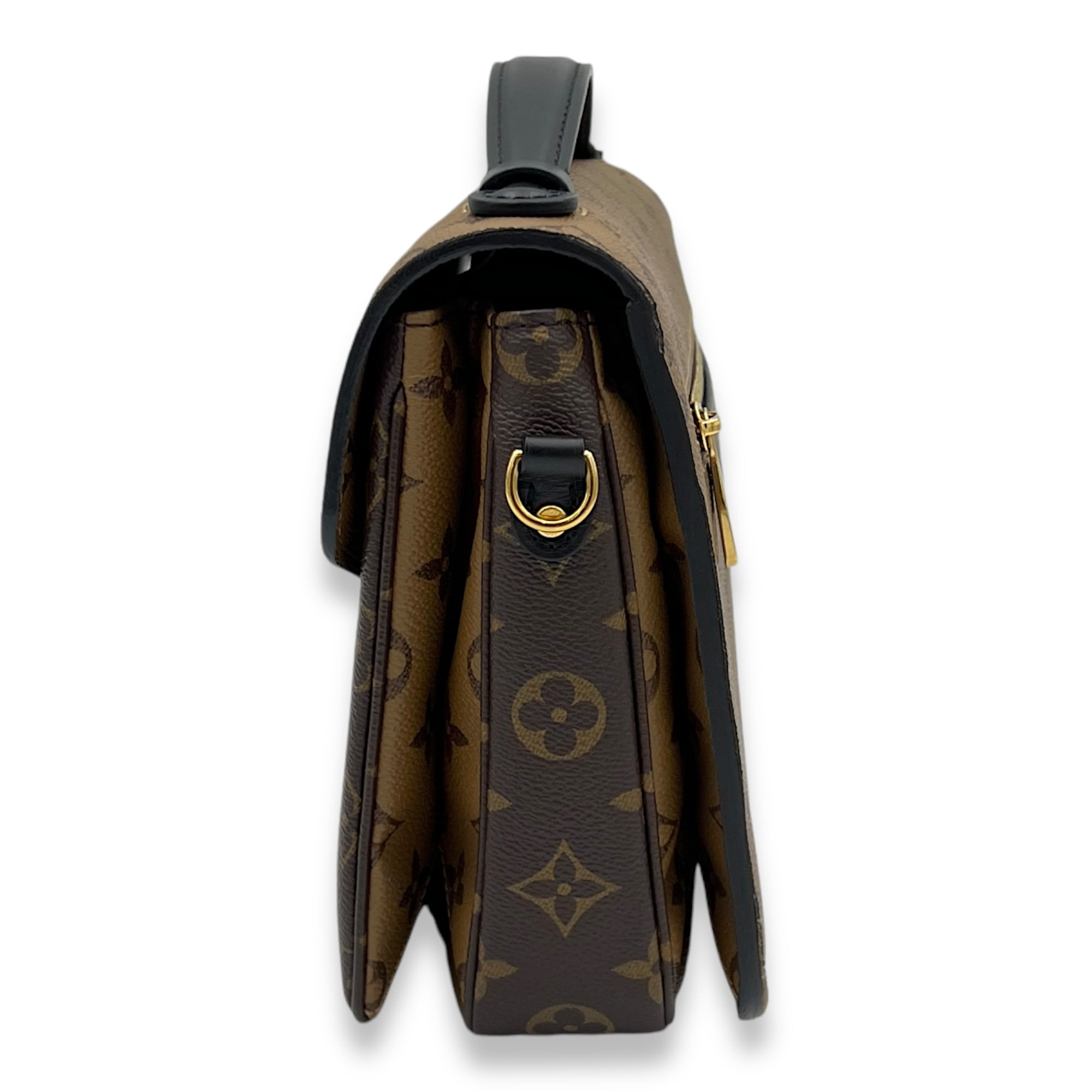 Pochette Metis Brown Top Handle Bag in Monogram Coated Canvas, Gold hardware - Image 5