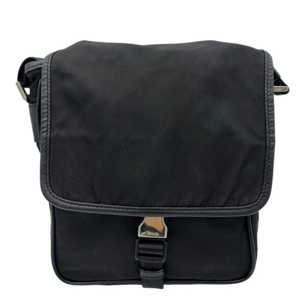 Logo Crossbody Bag Black in Nylon, Silver hardware