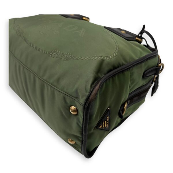 Logo Green Top Handle Bag in Jacquard Nylon, Gold hardware - Image 9