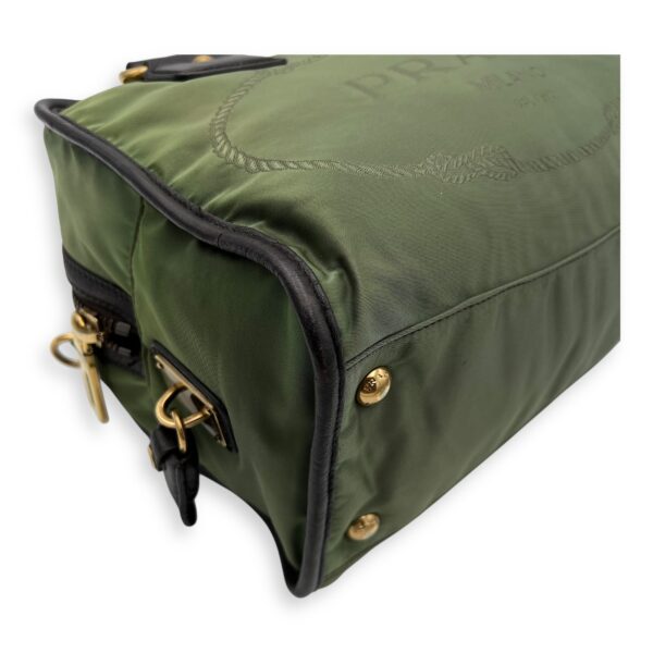 Logo Green Top Handle Bag in Jacquard Nylon, Gold hardware - Image 8