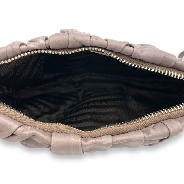 Logo Grey Pouch in Lambskin, Silver hardware - Image 12