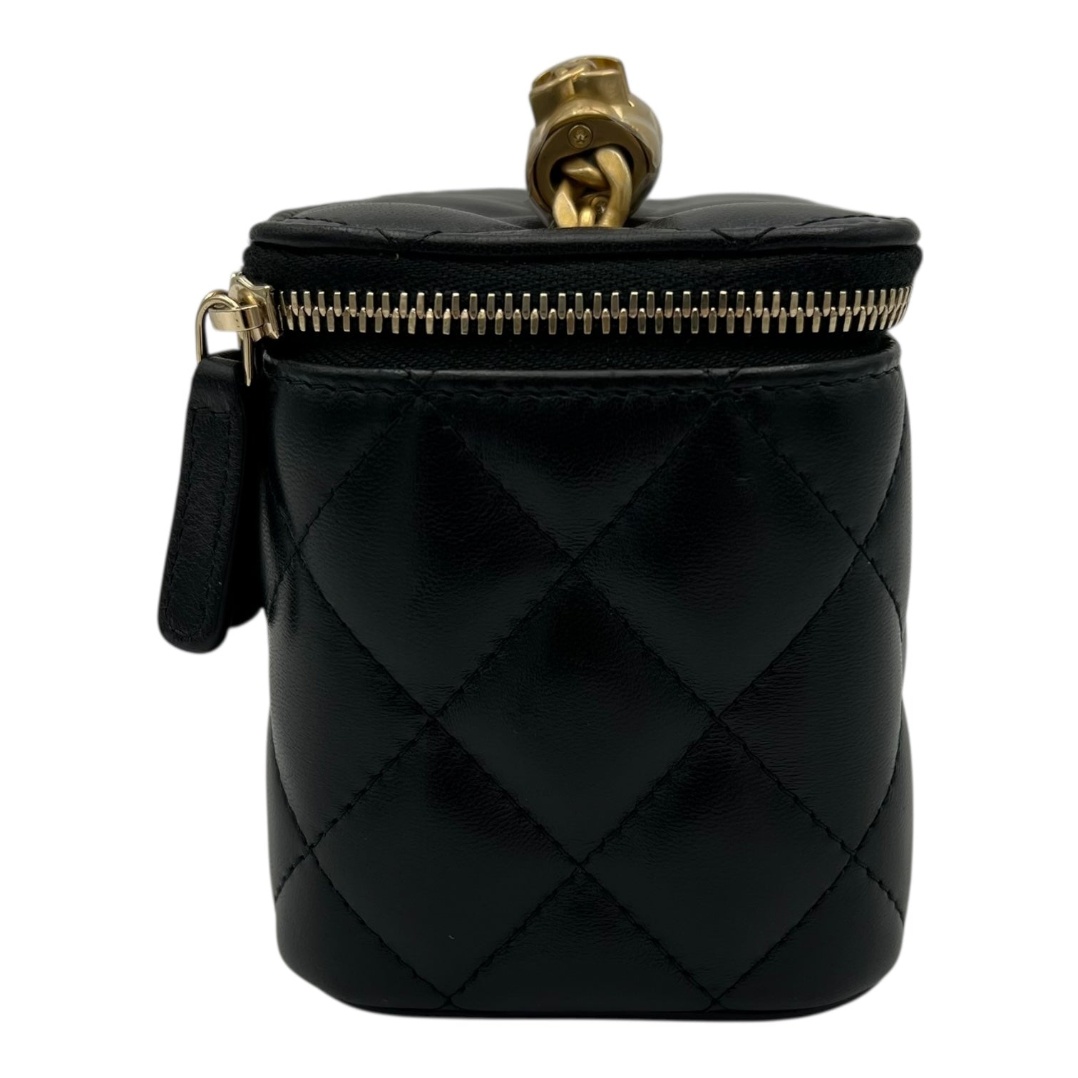 Pearl Crush Vanity Crossbody Bag Black in Lambskin, Gold hardware - Image 5