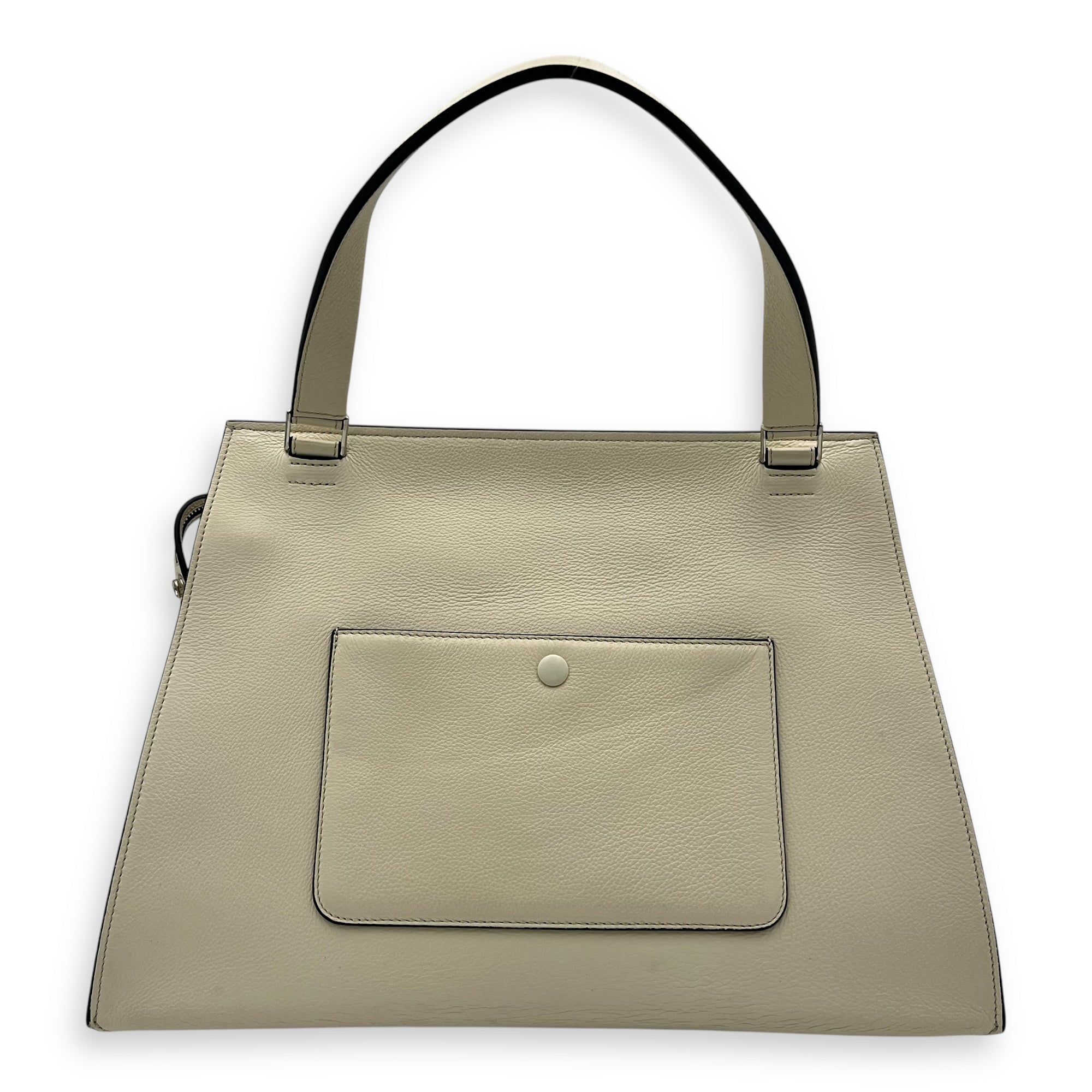 Edge Top Handle Bag White in Calfskin, Silver hardware - Image 3