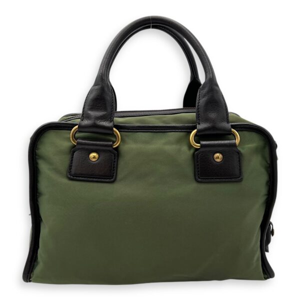 Logo Green Top Handle Bag in Jacquard Nylon, Gold hardware - Image 3
