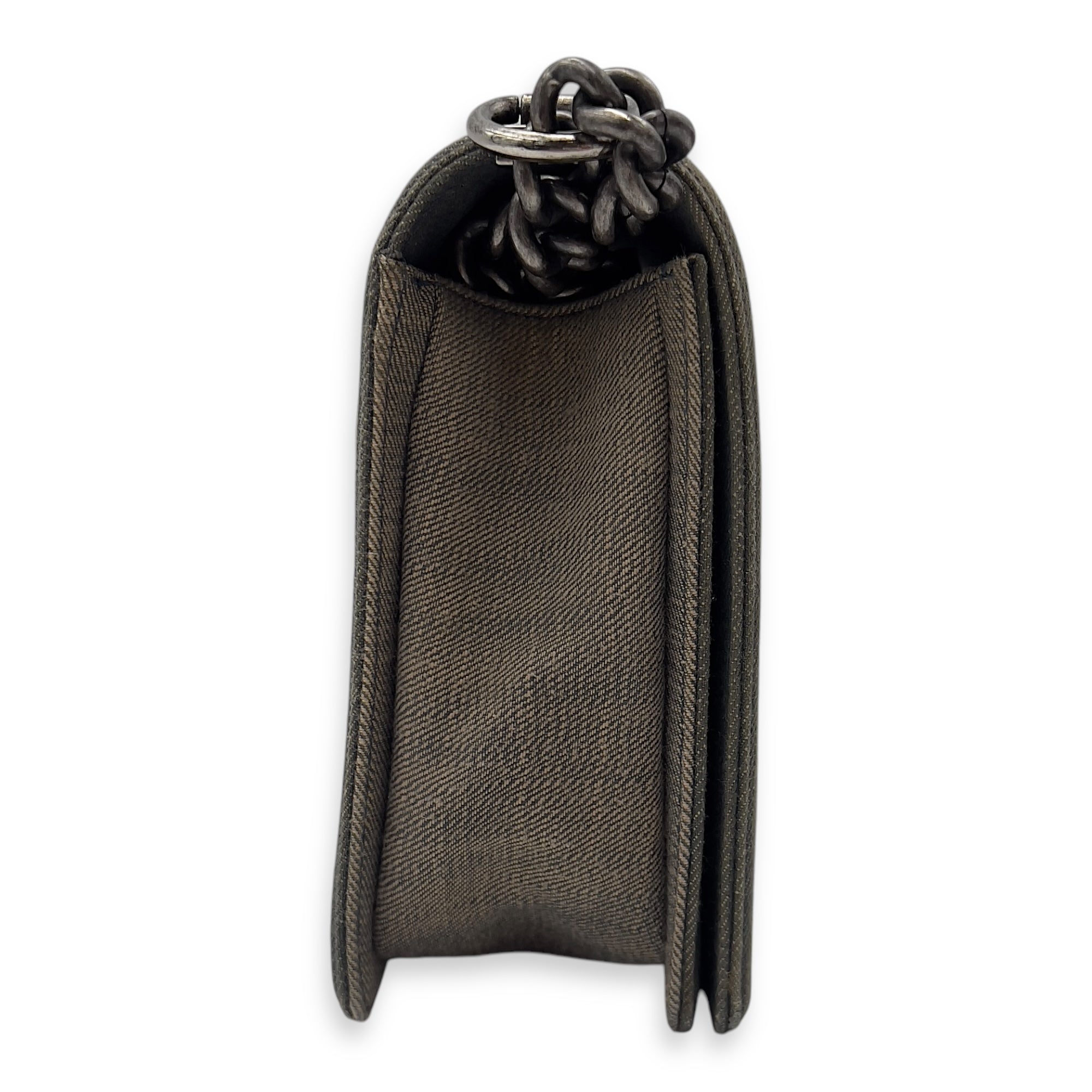 Boy Medium Blue Shoulder Bag in Denim, Ruthenium hardware - Image 4