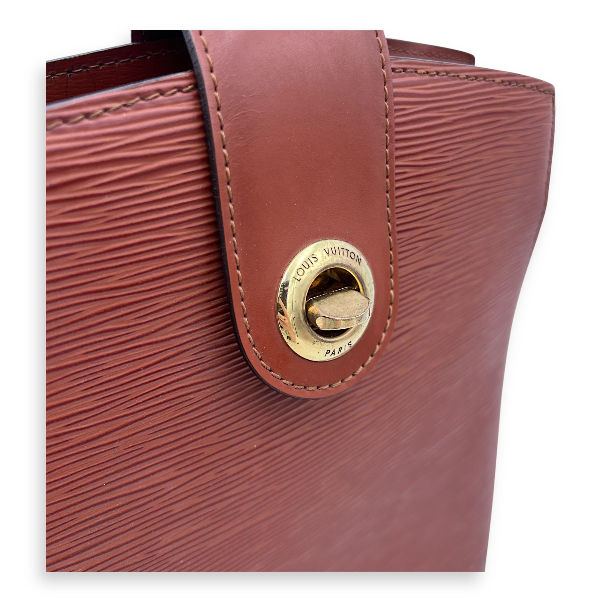 Cluny Shoulder Bag Brown in Epi Leather, Gold hardware - Image 9