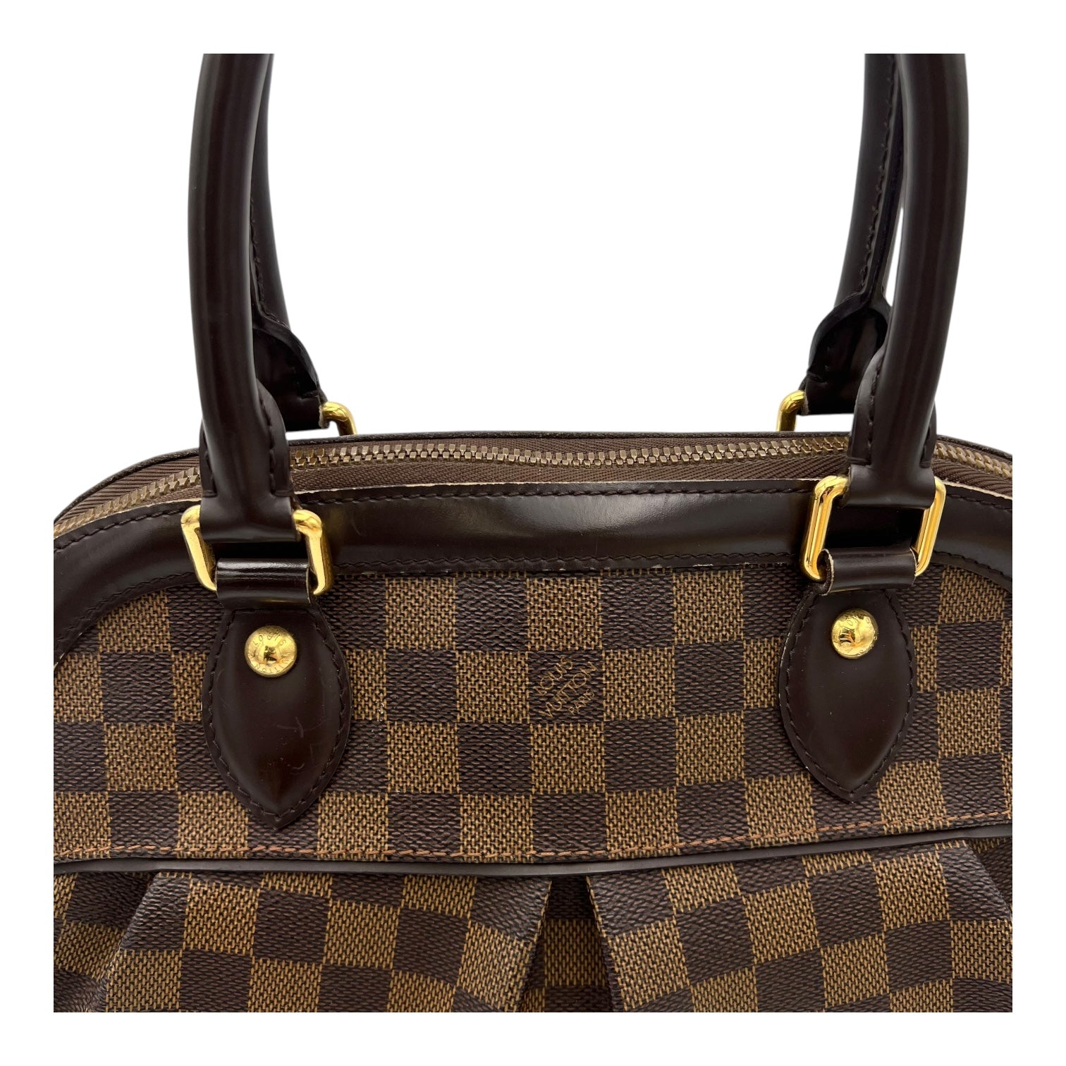 Trevi PM Damier Ebene Top Handle Bag in Coated Canvas, Gold hardware - Image 8