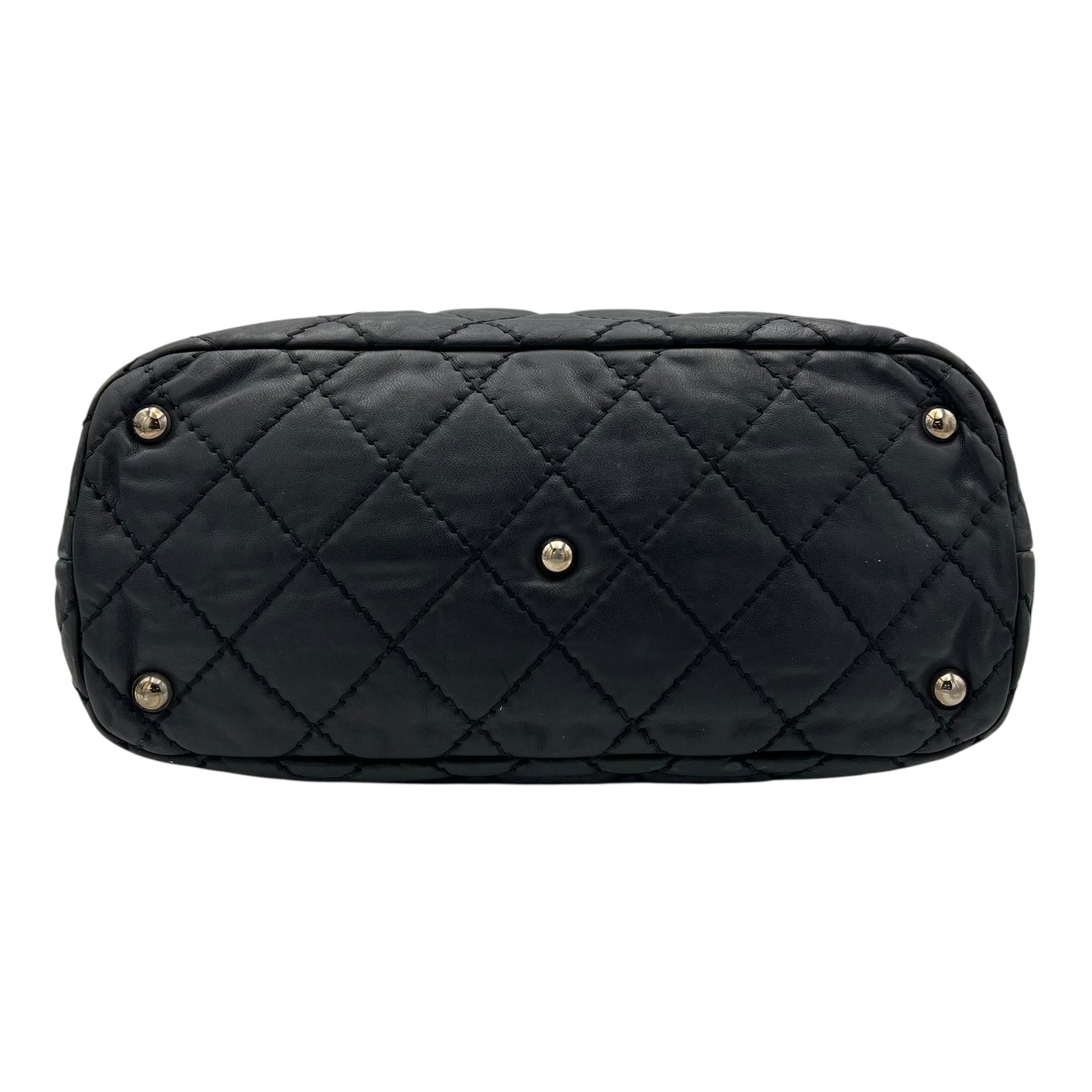 Wild stitch Tote Bag Blue in Linen, Silver hardware - Image 6