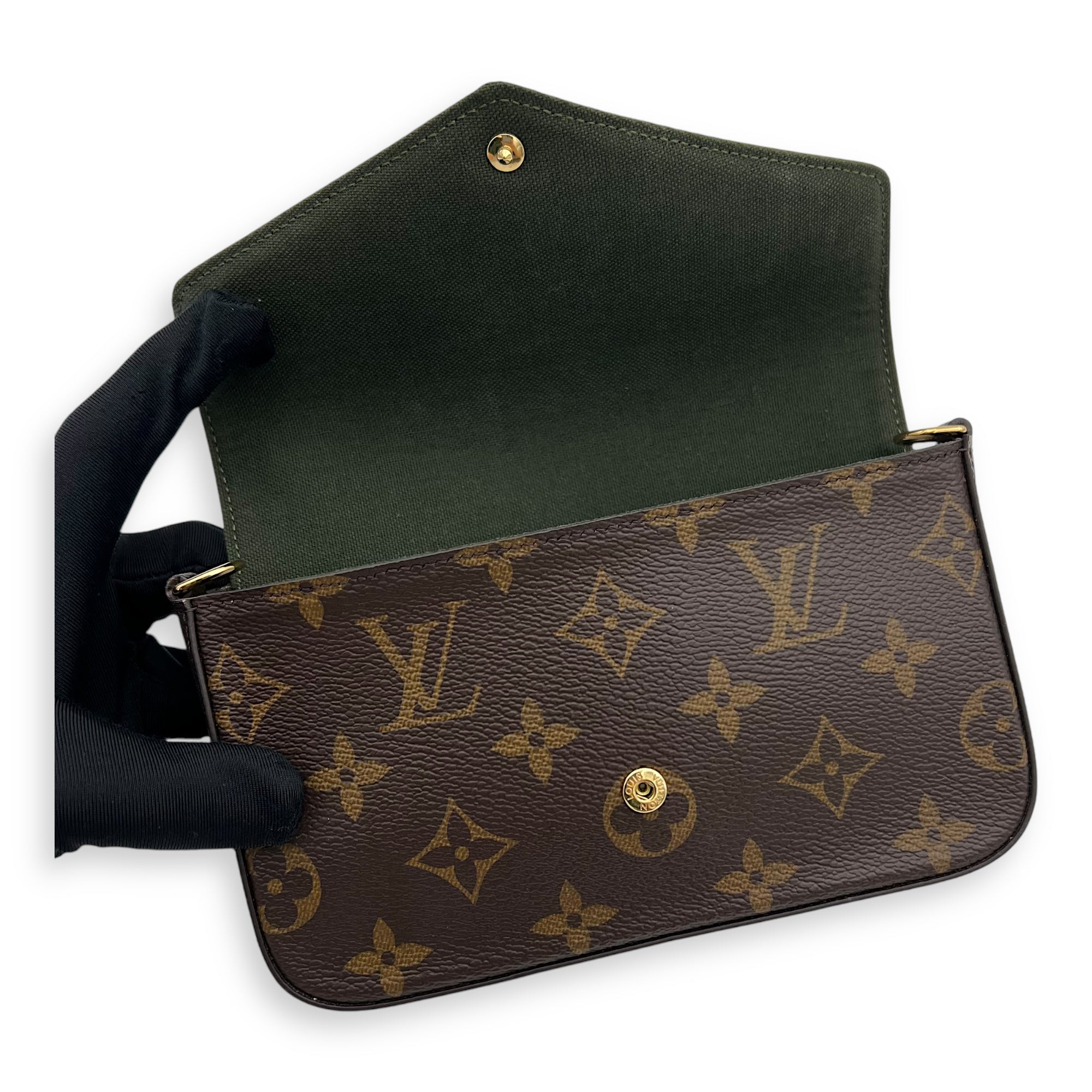 Felicie Strap & Go Brown Crossbody Bag in Monogram Coated Canvas, Gold hardware - Image 11