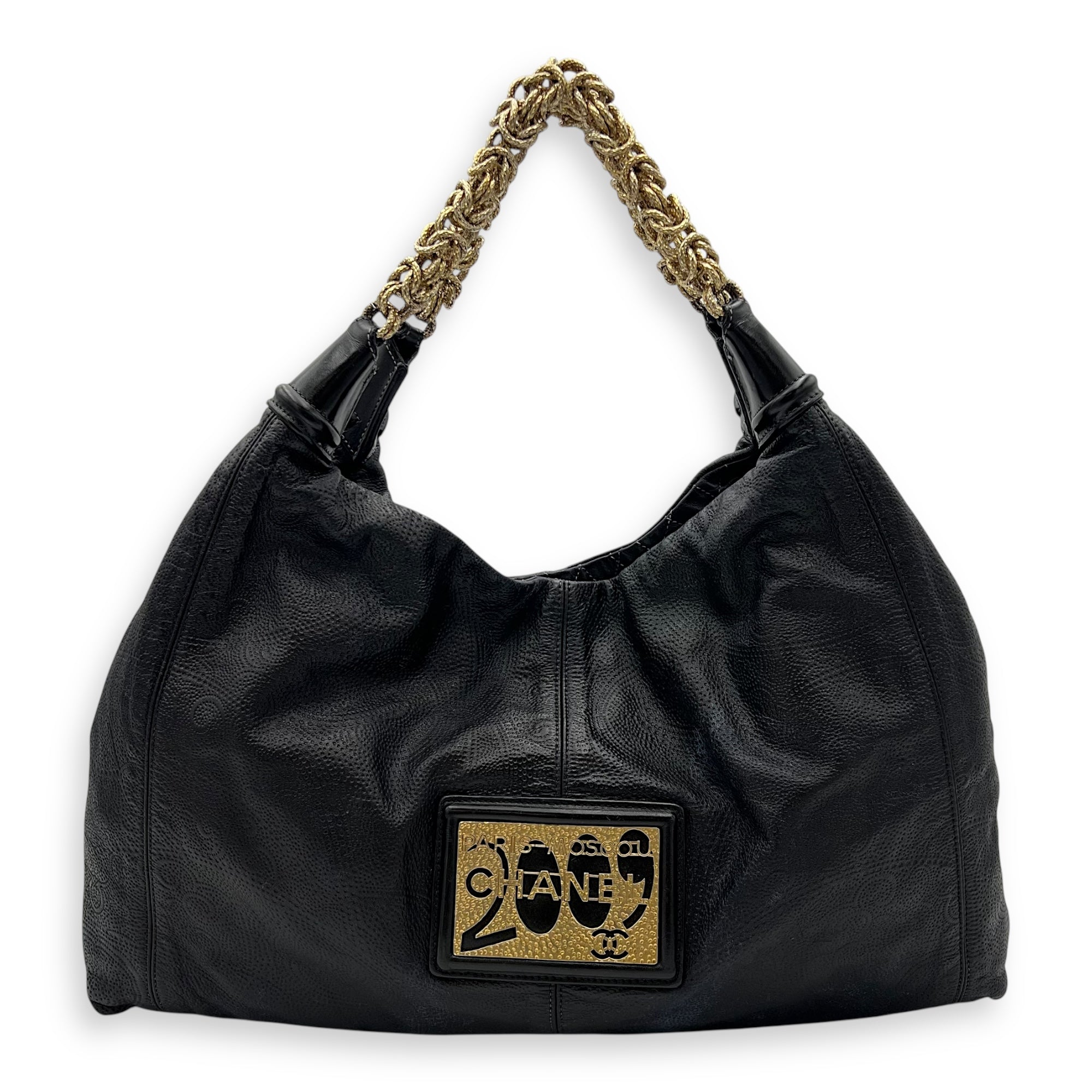 Paris- Moscow 2009 Black Shoulder Bag in Calfskin, Gold hardware